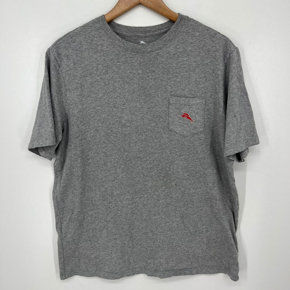 Tommy Bahama Mens Always Root For The Underdogs Graphic Pocket T-Shirt Grey S